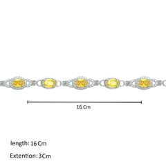 Asfour Crystal Fashion Bracelet With Yellow Oval Zircon In 925 Sterling Silver-BD0167-Y