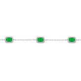 Asfour Crystal Tennis Bracelet With Turquoise Pear & Emerald Zircon In 925 Sterling Silver