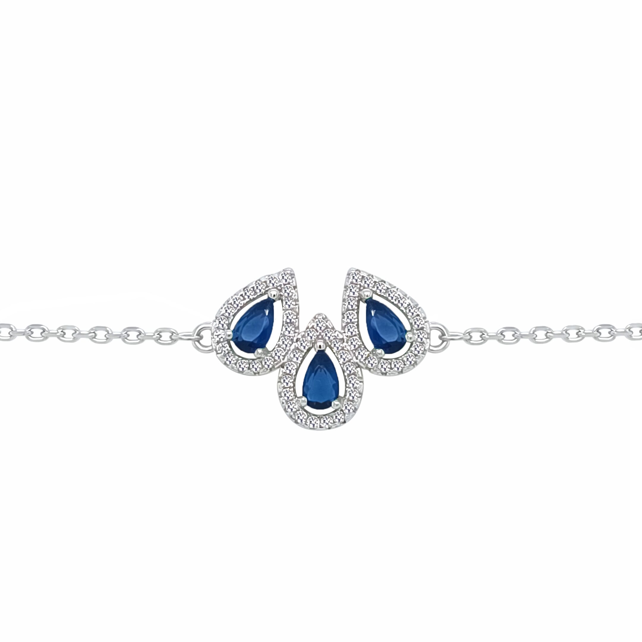 Asfour Crystal Tennis Bracelet With Turquoise Pear & Emerald Zircon In 925 Sterling Silver