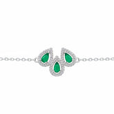 Asfour Crystal Tennis Bracelet With Turquoise Pear & Emerald Zircon In 925 Sterling Silver