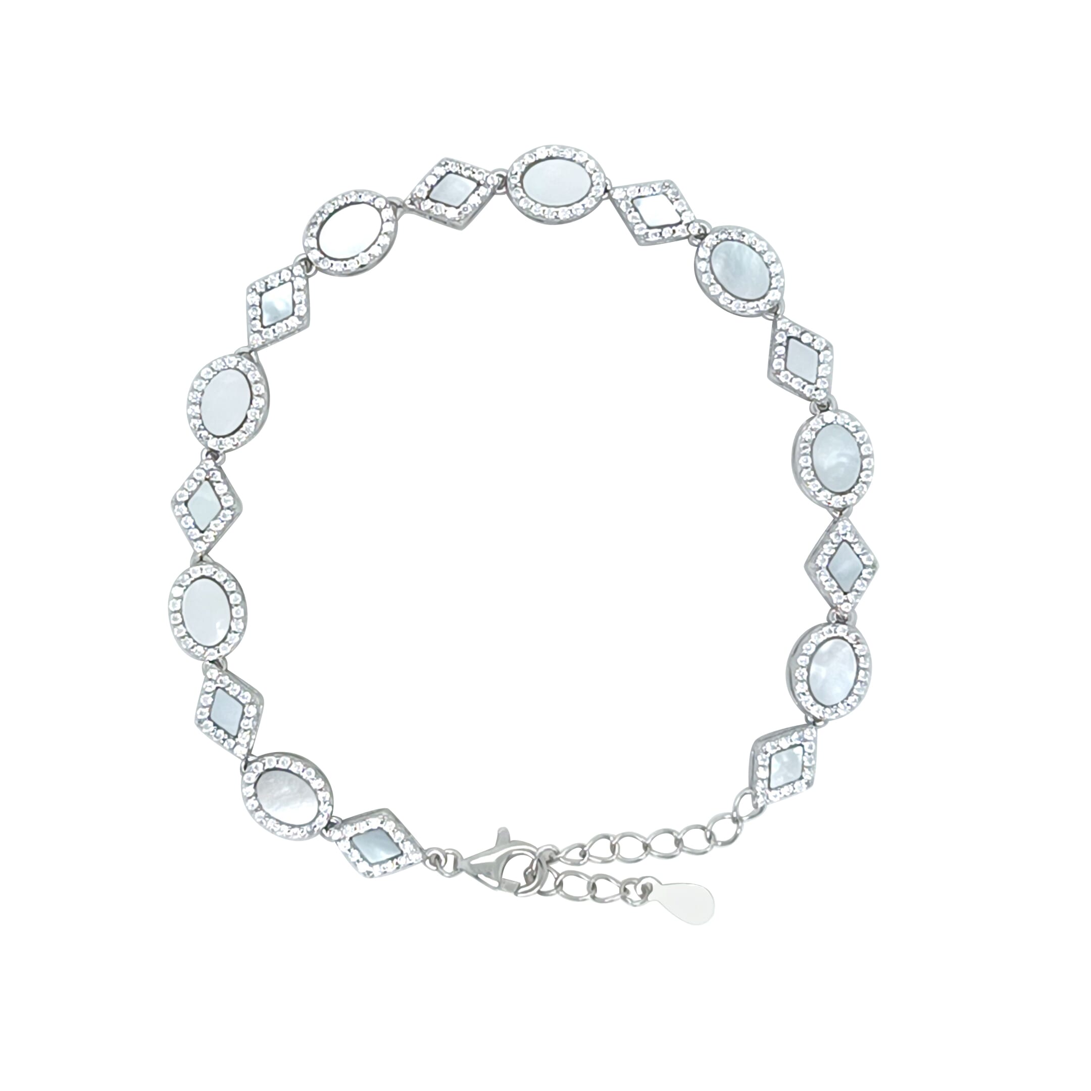 Asfour Crystal Tennis Bracelet With Turquoise Pear & Emerald Zircon In 925 Sterling Silver