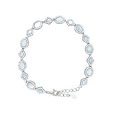 Asfour Crystal Tennis Bracelet With Turquoise Pear & Emerald Zircon In 925 Sterling Silver