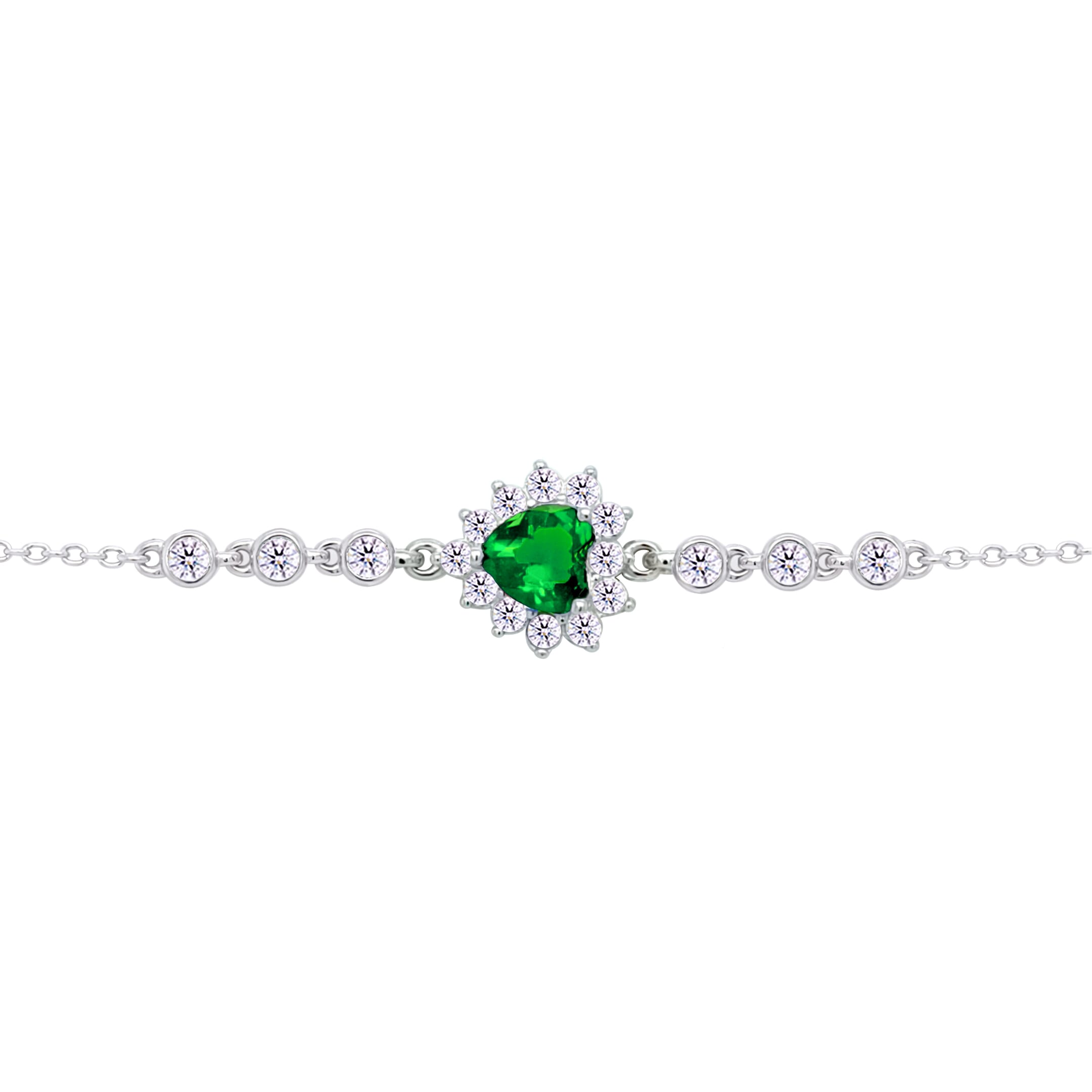 Asfour Crystal Tennis Bracelet With Turquoise Pear & Emerald Zircon In 925 Sterling Silver
