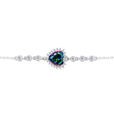Asfour Crystal Tennis Bracelet With Turquoise Pear & Emerald Zircon In 925 Sterling Silver
