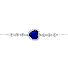 Asfour Crystal Tennis Bracelet With Turquoise Pear & Emerald Zircon In 925 Sterling Silver