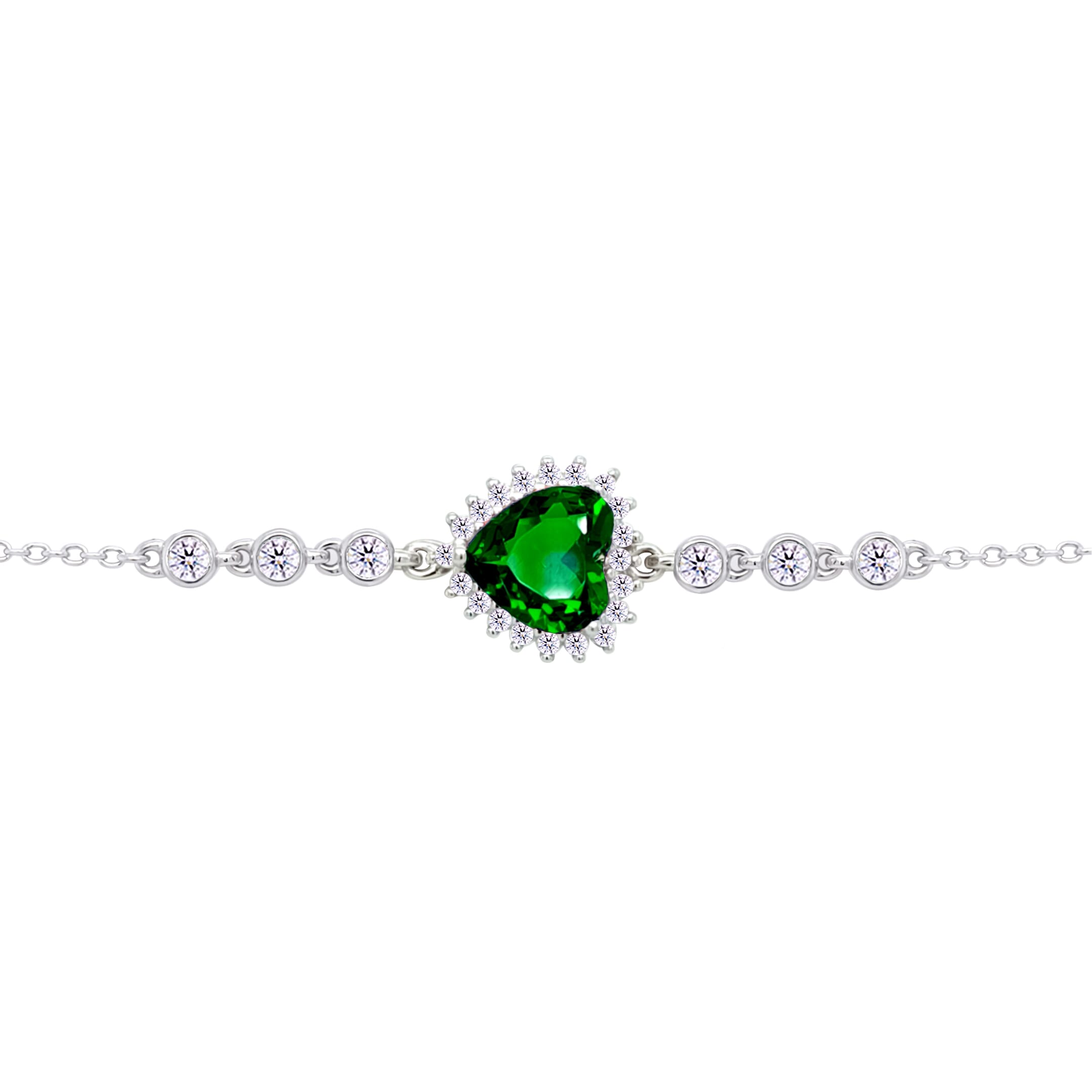 Asfour Crystal Tennis Bracelet With Turquoise Pear & Emerald Zircon In 925 Sterling Silver