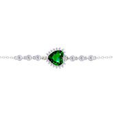 Asfour Crystal Tennis Bracelet With Turquoise Pear & Emerald Zircon In 925 Sterling Silver