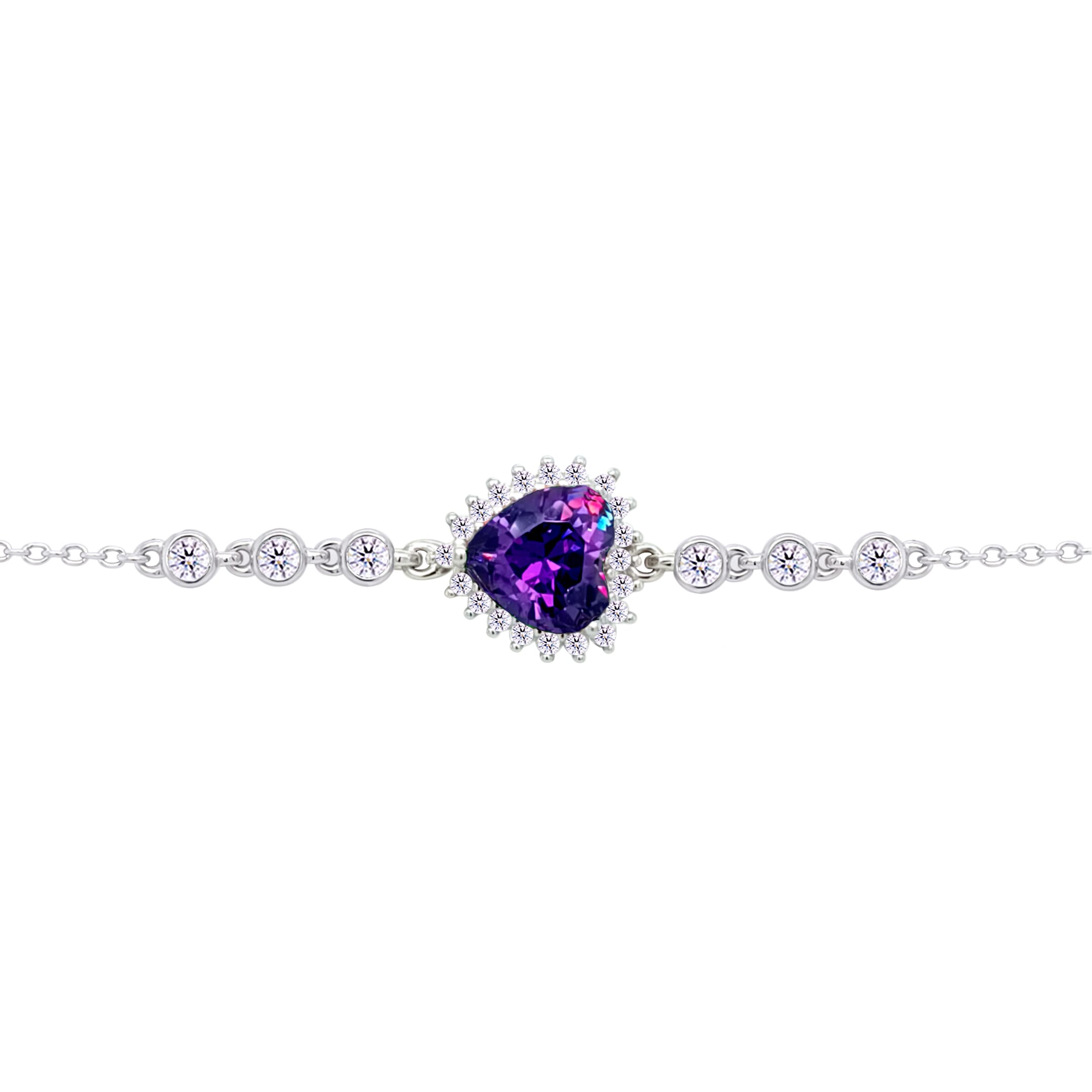 Asfour Crystal Tennis Bracelet With Turquoise Pear & Emerald Zircon In 925 Sterling Silver