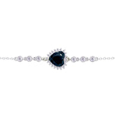 Asfour Crystal Tennis Bracelet With Turquoise Pear & Emerald Zircon In 925 Sterling Silver