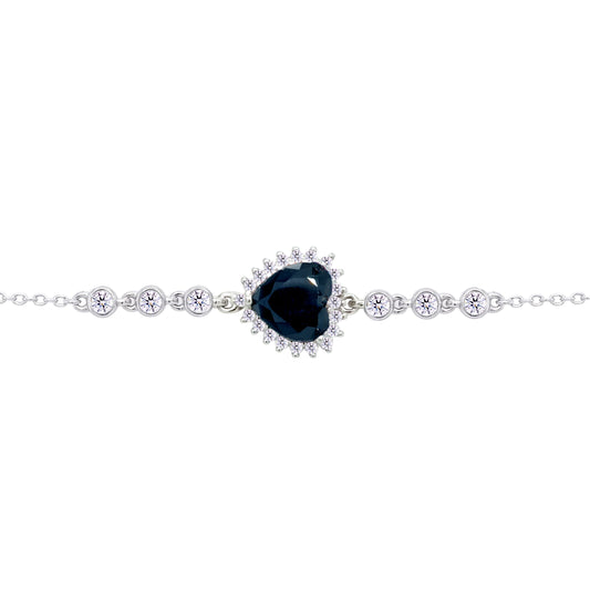 Asfour Crystal Tennis Bracelet With Turquoise Pear & Emerald Zircon In 925 Sterling Silver