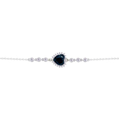 Asfour Crysta lChain Bracelet With Black Heart Design In 925 Sterling Silver-BD0192-P