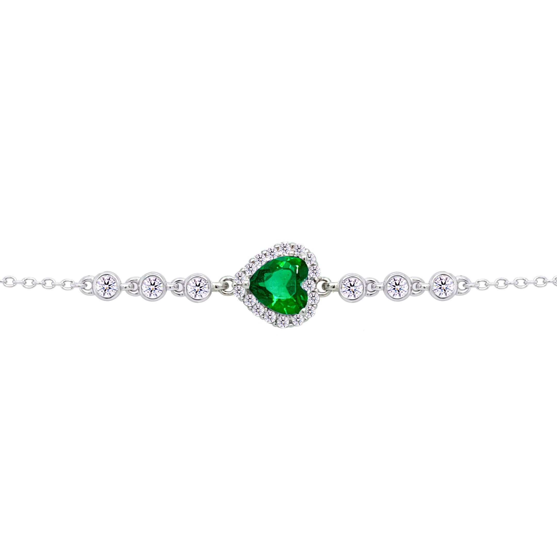 Asfour Crystal Tennis Bracelet With Turquoise Pear & Emerald Zircon In 925 Sterling Silver