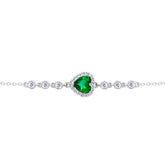 Asfour Crystal Tennis Bracelet With Turquoise Pear & Emerald Zircon In 925 Sterling Silver