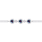 Asfour Crystal Tennis Bracelet With Turquoise Pear & Emerald Zircon In 925 Sterling Silver