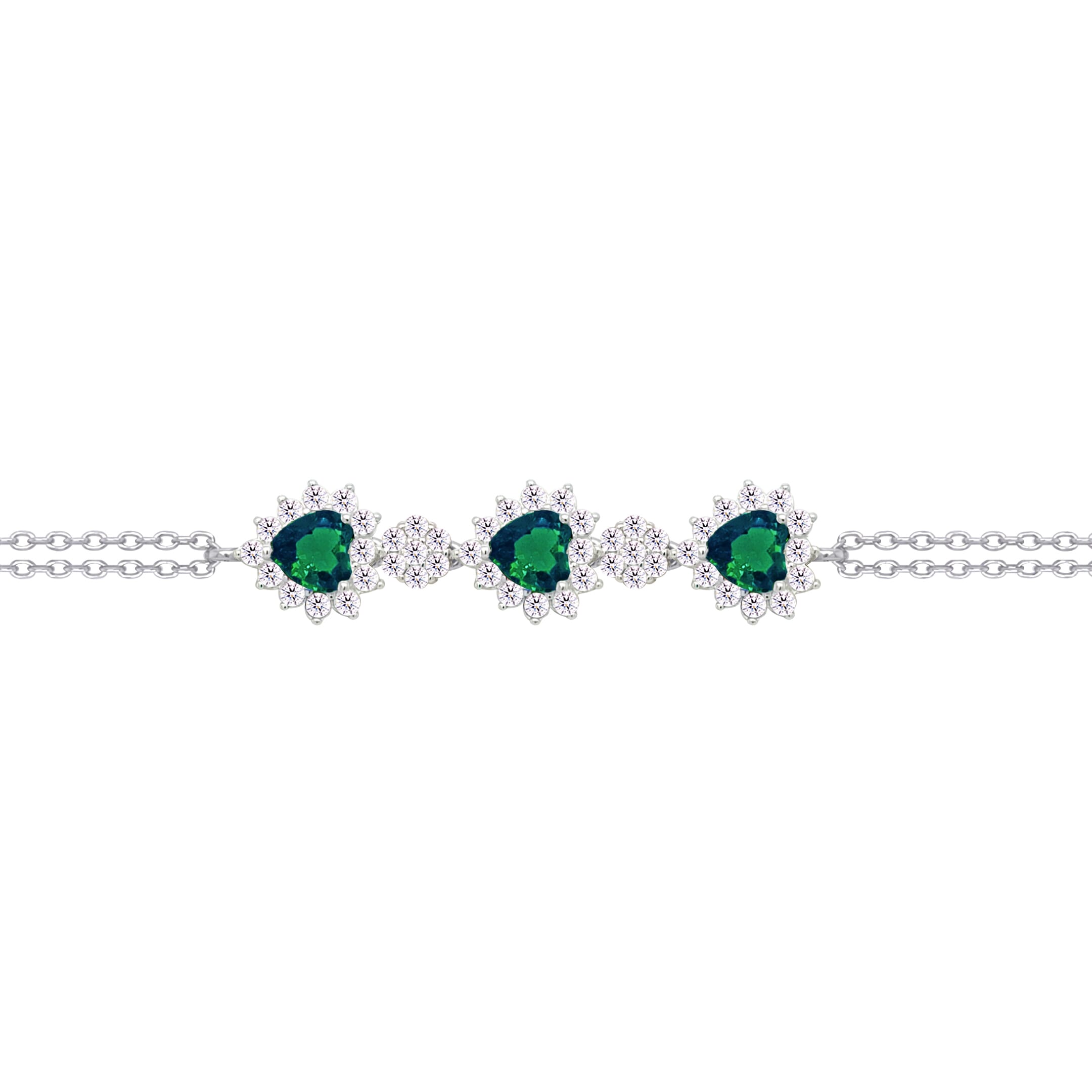 Asfour Crystal Tennis Bracelet With Turquoise Pear & Emerald Zircon In 925 Sterling Silver