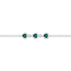 Asfour Crysta lChain Bracelet With Emerald Hearts Design In 925 Sterling Silver-BD0196-WG