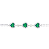 Asfour Crystal Tennis Bracelet With Turquoise Pear & Emerald Zircon In 925 Sterling Silver