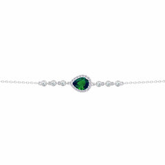 عصفور كريستال انسيال فضة عيار 925 بتصميم كمثري اخضر مرصع بالزركون - BD0199-G
