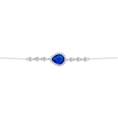 عصفور كريستال انسيال فضة عيار 925 بتصميم كمثري ازرق مرصع بالزركون - BD0200-B