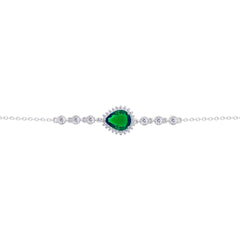 Asfour Crysta lChain Bracelet With Emerald Pear Design In 925 Sterling Silver-BD0200-G