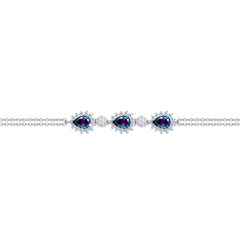 Asfour Crysta lChain Bracelet With Multi Color Pears Design In 925 Sterling Silver-BD0204-WAP
