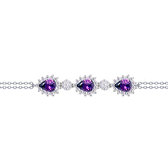 Asfour Crystal Tennis Bracelet With Turquoise Pear & Emerald Zircon In 925 Sterling Silver