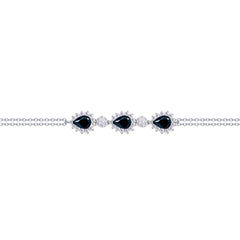 Asfour Crysta lChain Bracelet With Black Pears Design In 925 Sterling Silver-BD0204-WP