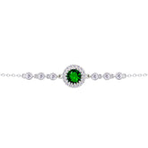 Asfour Crystal Tennis Bracelet With Turquoise Pear & Emerald Zircon In 925 Sterling Silver