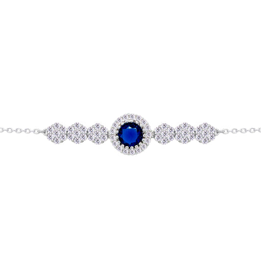 Asfour Crystal Tennis Bracelet With Turquoise Pear & Emerald Zircon In 925 Sterling Silver