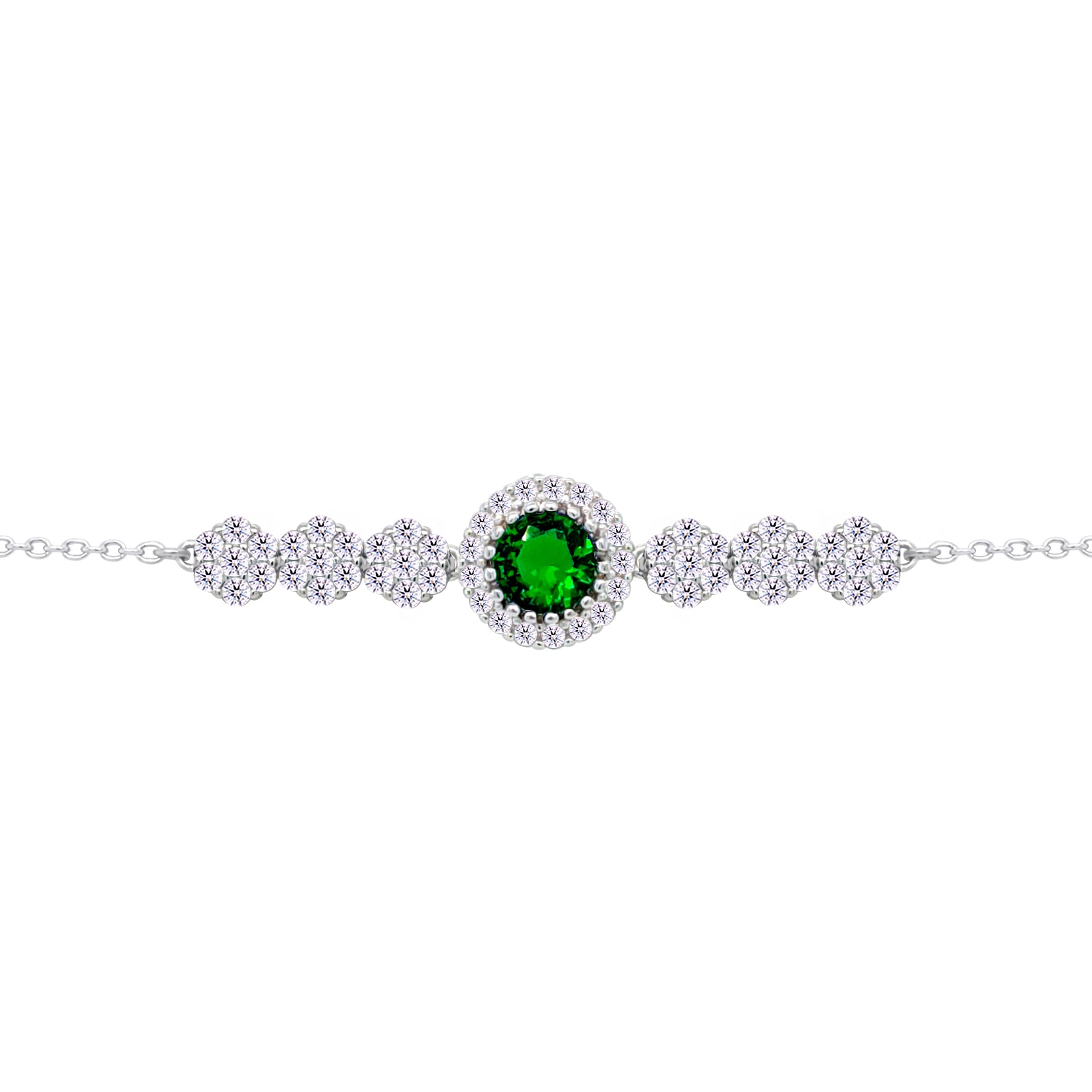 Asfour Crystal Tennis Bracelet With Turquoise Pear & Emerald Zircon In 925 Sterling Silver