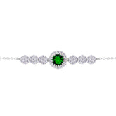 Asfour Crystal Tennis Bracelet With Turquoise Pear & Emerald Zircon In 925 Sterling Silver