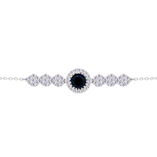 Asfour Crystal Tennis Bracelet With Turquoise Pear & Emerald Zircon In 925 Sterling Silver