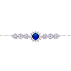 Asfour Crystal Tennis Bracelet With Turquoise Pear & Emerald Zircon In 925 Sterling Silver