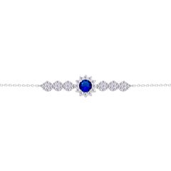 Asfour Crysta lChain Bracelet With Blue Flower Design In 925 Sterling Silver-BD0209-WB
