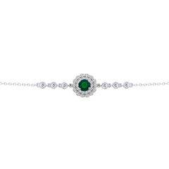 عصفور كريستال انسيال فضة عيار 925 بتصميم دائري زخرفي اخضر مرصع بالزركون - BD0212-WG