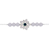 Asfour Crystal Tennis Bracelet With Turquoise Pear & Emerald Zircon In 925 Sterling Silver