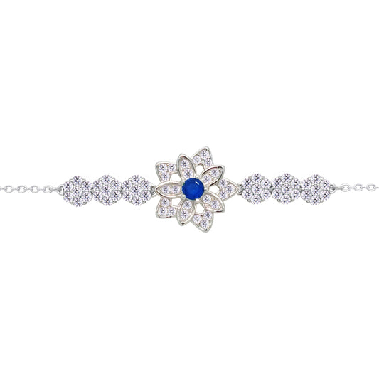 Asfour Crystal Tennis Bracelet With Turquoise Pear & Emerald Zircon In 925 Sterling Silver
