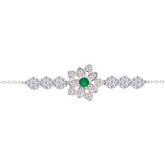 Asfour Crystal Tennis Bracelet With Turquoise Pear & Emerald Zircon In 925 Sterling Silver