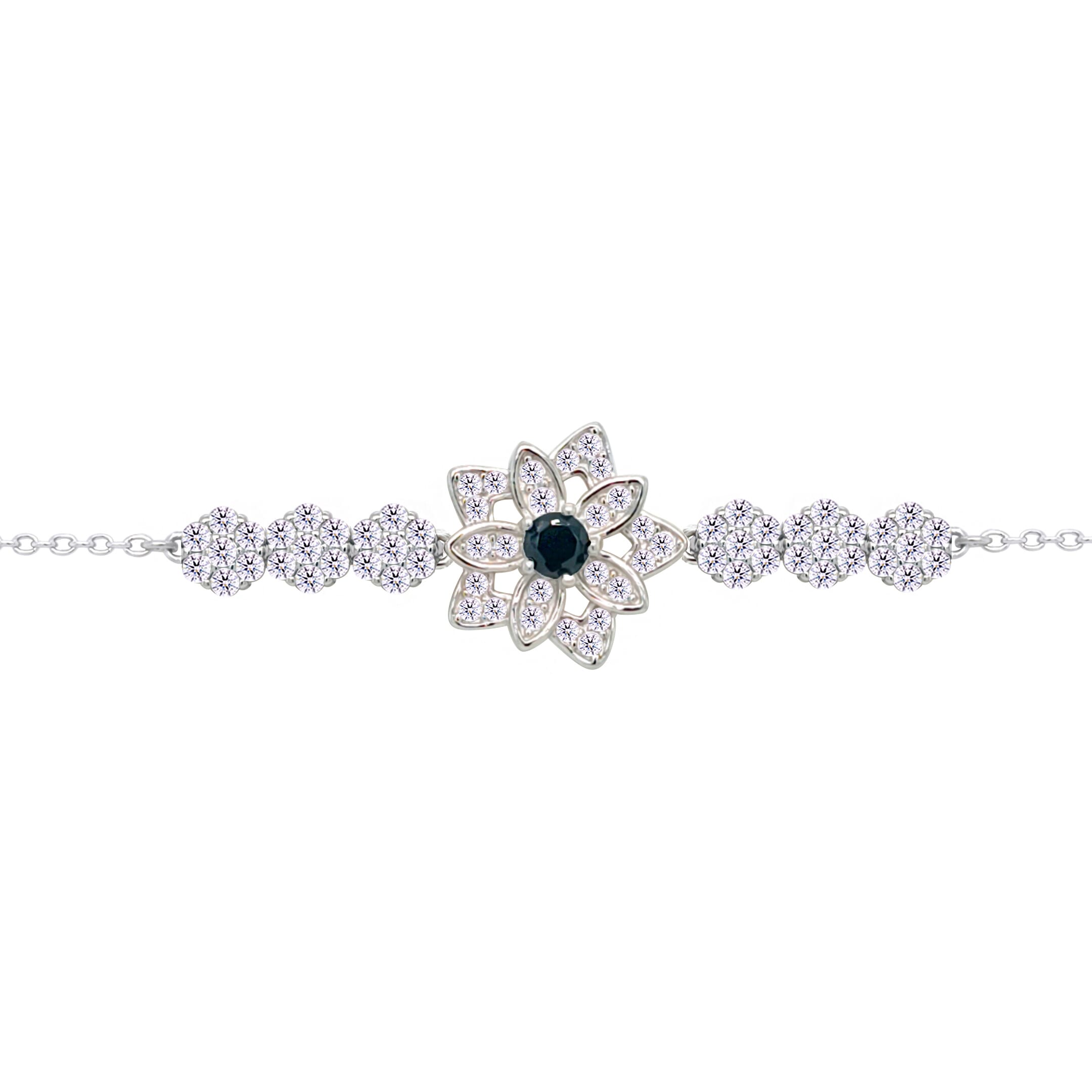 Asfour Crystal Tennis Bracelet With Turquoise Pear & Emerald Zircon In 925 Sterling Silver