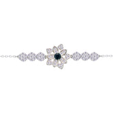 Asfour Crystal Tennis Bracelet With Turquoise Pear & Emerald Zircon In 925 Sterling Silver