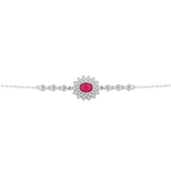 عصفور كريستال انسيال فضة عيار 925 بتصميم بيضاوي زخرفي احمر مرصع بالزركون - BD0216-WR