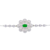 Asfour Crystal Tennis Bracelet With Turquoise Pear & Emerald Zircon In 925 Sterling Silver
