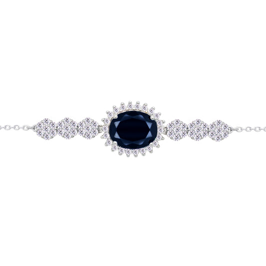 Asfour Crystal Tennis Bracelet With Turquoise Pear & Emerald Zircon In 925 Sterling Silver