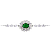 Asfour Crystal Tennis Bracelet With Turquoise Pear & Emerald Zircon In 925 Sterling Silver