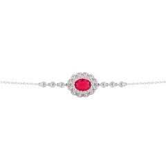 Asfour Crysta lChain Bracelet With Ruby Oval Design In 925 Sterling Silver-BD0223-WR