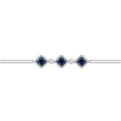 Asfour Crysta lChain Bracelet With Three Multi Color Rhombus Design In 925 Sterling Silver-BD0227-WAP