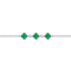 Asfour Crysta lChain Bracelet With Three Emerald Rhombus Zircon In 925 Sterling Silver-BD0227-WG
