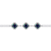 Asfour Crystal Tennis Bracelet With Turquoise Pear & Emerald Zircon In 925 Sterling Silver