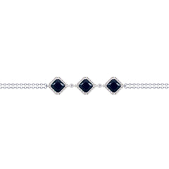 Asfour Crysta lChain Bracelet With Three Black Rhombus Design In 925 Sterling Silver-BD0228-WP