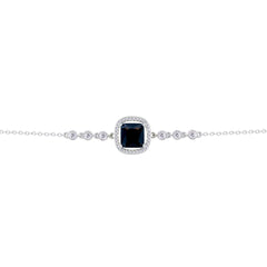 Asfour Crysta lChain Bracelet with Halo Black Square Design In 925 Sterling Silver-BD0230-P